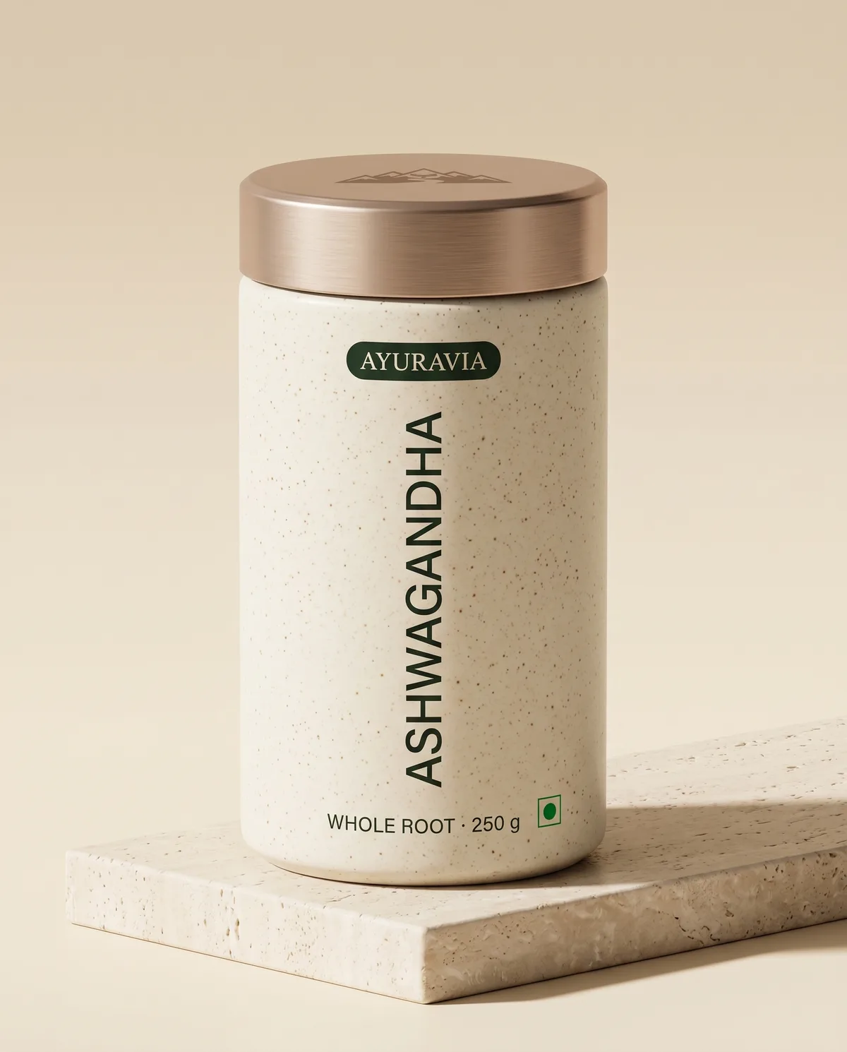 Ayuravia Ashwagandha root powder jar